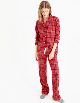 J.Crew CLASSIC TARTAN FLANNEL PAJAMA SET item e3822 in Red Black Multi