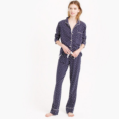 J.Crew DREAMY COTTON PAJAMA SET IN DOT item e4283 in Navy Ivory