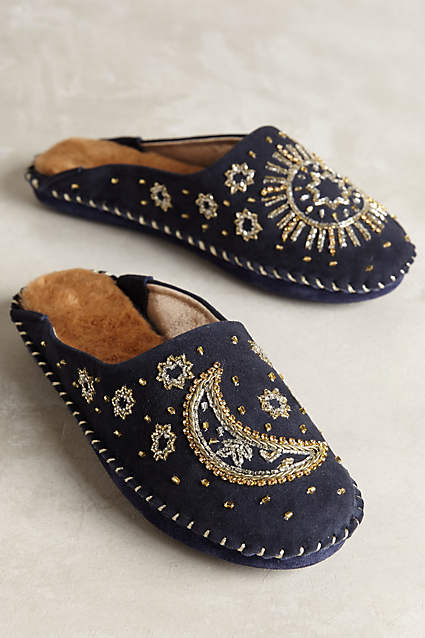 Jasper & Jeera Celestial Slippers in Navy