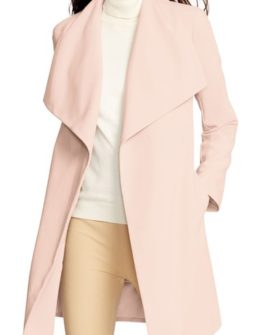 Lauren Ralph Lauren Belted Drape Front Coat in Blush or Capri Navy drape front coats for winter