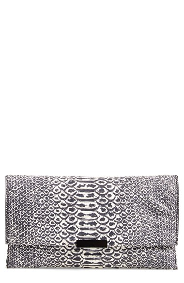 Loeffler Randall Convertible Python Embossed Clutch in Black and White