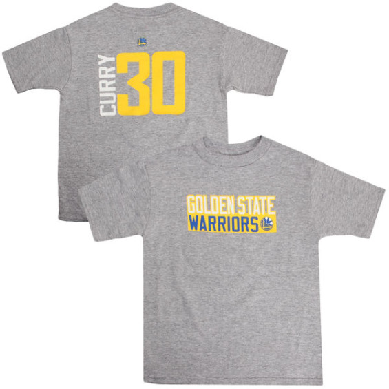 MAJESTIC STEPHEN CURRY GOLDEN STATE WARRIORS PRESCHOOL HEATHER GRAY VERTICAL NAME & NUMBER T-SHIRT
