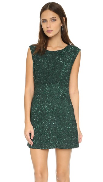 MLV Kari Beaded Open Back Dress in Forest Green