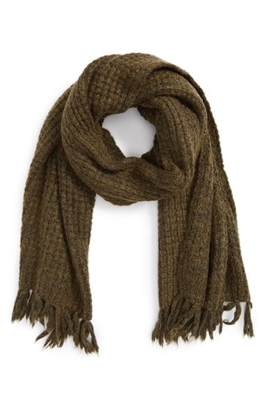 Maison Scotch Waffle Stitch Knit Scarf in Hunter Green or Dusty Rose