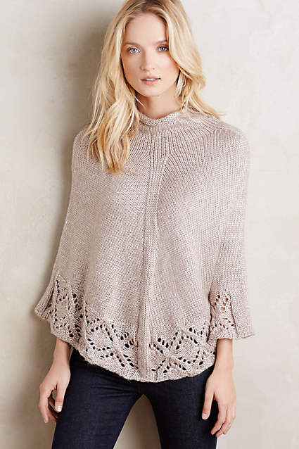 Meribel Crochet Poncho in Neutral. Anthropologie