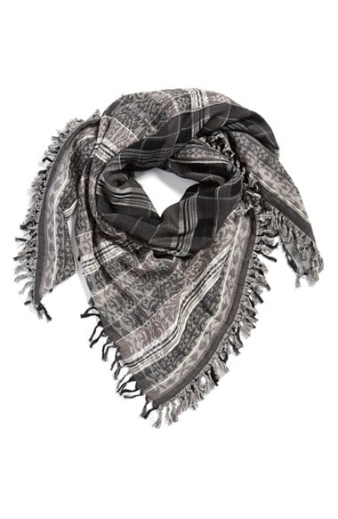 Michael Stars Floral Jacquard & Plaid Cotton Scarf in Oxide