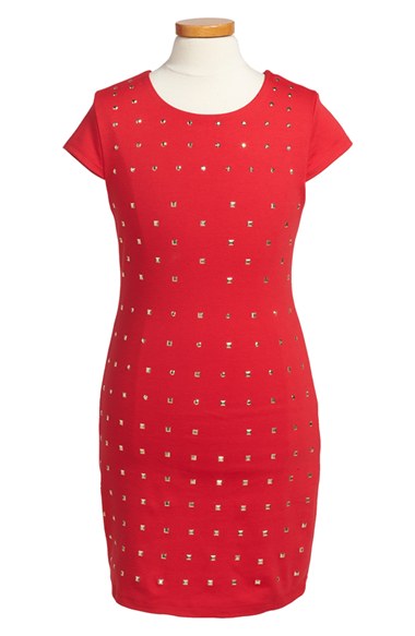 Nicole Miller Studded Ponte Knit Dress (Big Girls) in Ski Patrol