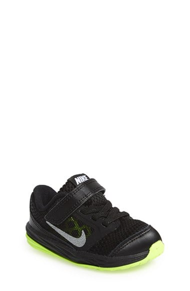 Nike 'Fusion' Sneaker (Baby, Walker & Toddler) in Black/Metallic Silver-Volt