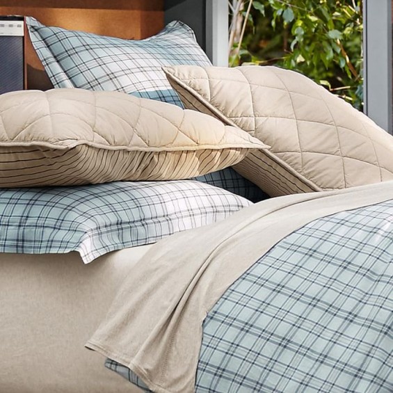 PB Teen Relaxed Plaid Reversible Duvet Cover + Sham
