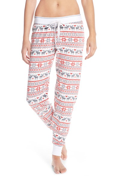 PJ Salvage Fleece Lounge Pants in Ivory Fairlisle