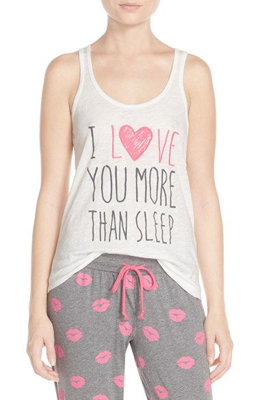 PJ Salvage I Love you more than than sleep Jersey Tank in Ivory Sleep