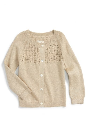 Peek 'Chloe' Shimmer Knit Cardigan (Baby Girls) in Gold. Nordstrom