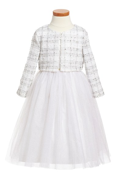 Pippa & Julie Tulle Dress & Tweed Jacket (Toddler Girls, Little Girls & Big Girls) in White (Sizes 4, 5, 6)
