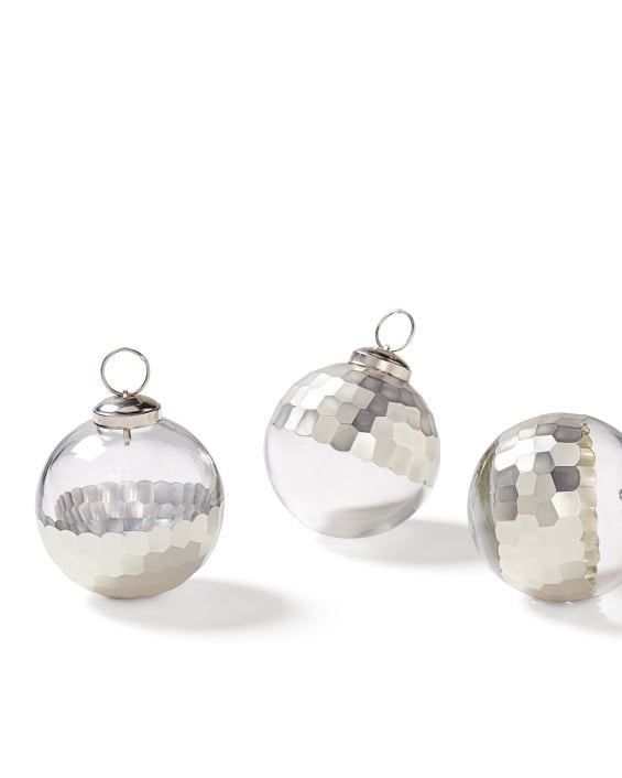 Plated Glass Ornaments (Set of 3) in Silver. Serena & Lily