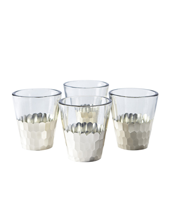 Plated Glass Votives (Set of 4) in Silver. Serena & Lily