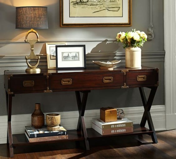 Pottery Barn DEVON CAMPAIGN CONSOLE TABLE
