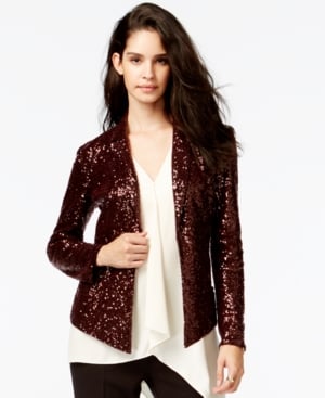 Rachel Rachel Roy Long-Sleeve Sequin Blazer in Doc Marten