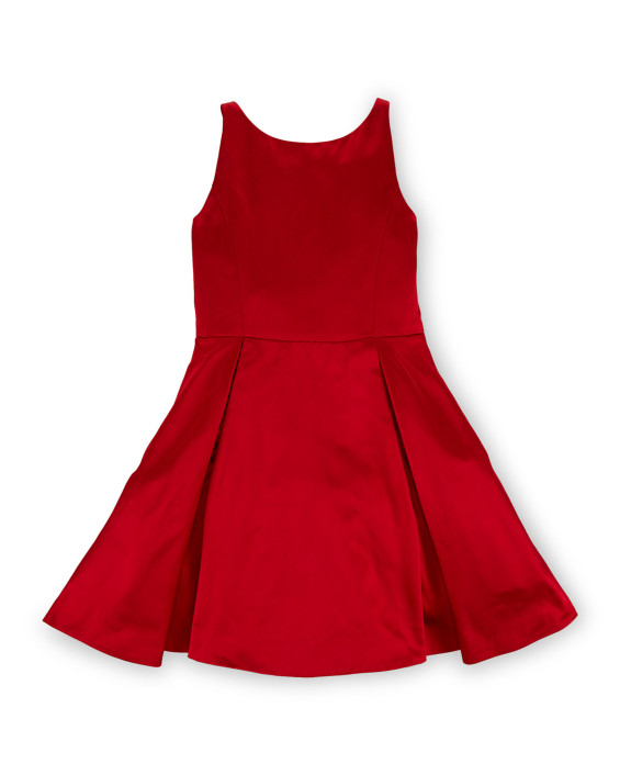 Ralph Lauren Childrenswear Sleeveless Pleated Silk Dress in Red, Size 2-6X