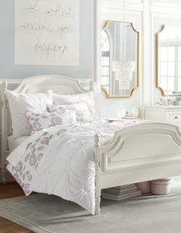 PB Teen Ruched Rosette Quilt + Sham