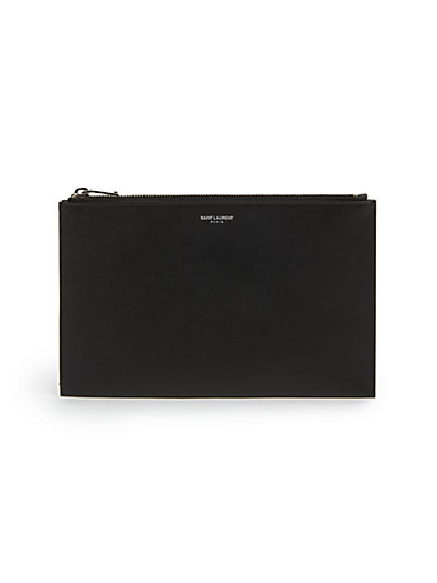 Saint Laurent Grain Leather Mini iPad Case in Black