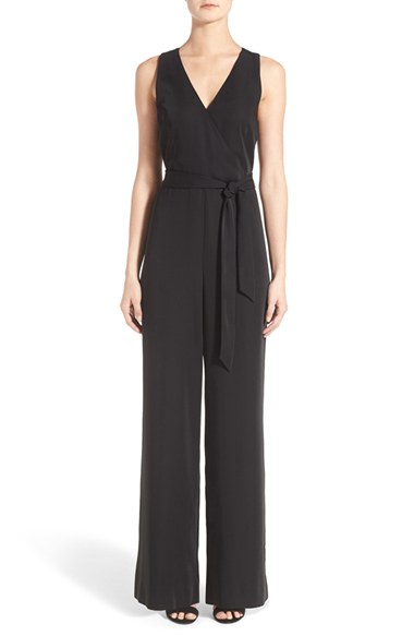 Sanctuary Sleeveless Surplice Jumpsuit in Black