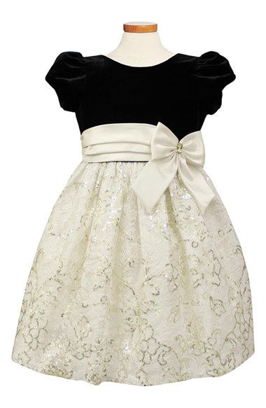 Sorbet Cap Sleeve Party Dress with Lace (Toddler Girls & Little Girls) in Ivory