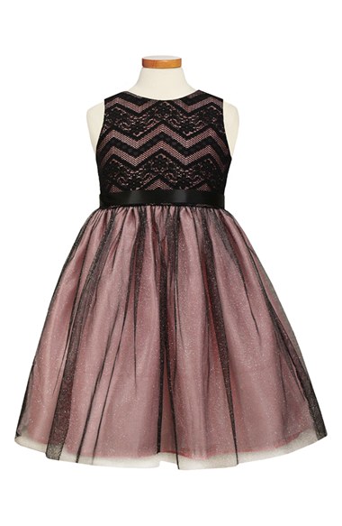 Sorbet Lace & Taffeta Dress (Toddler Girls, Little Girls & Big Girls) in Black