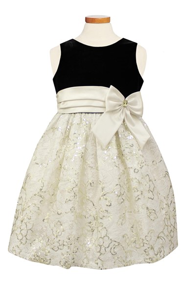 Sorbet Sequin Floral Party Dress (Big Girls) in Ivory