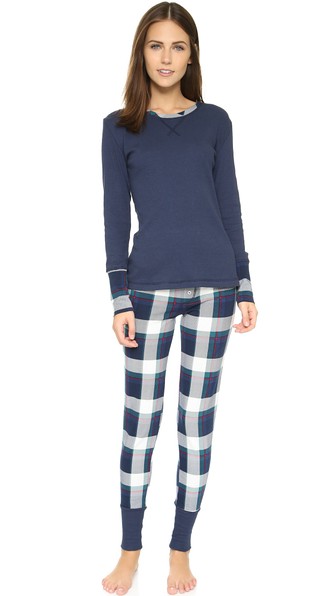 Splendid Cozy PJ Set in Navy Oversized Plaid