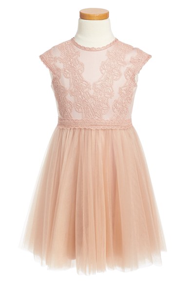 Tadashi Shoji 'Pink Shadow' Fit & Flare Dress (Toddler Girls, Little Girls & Big Girls) in Pink Shadow