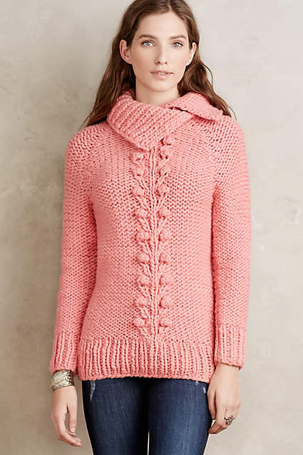 Twinkle by Wenlan Cabled Vines Pullover in Rose
