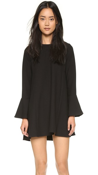 WAYF Flutter Sleeve Dress in Black