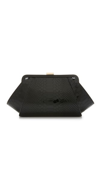 ZAC Zac Posen Embossed Python Posen Clutch in Black
