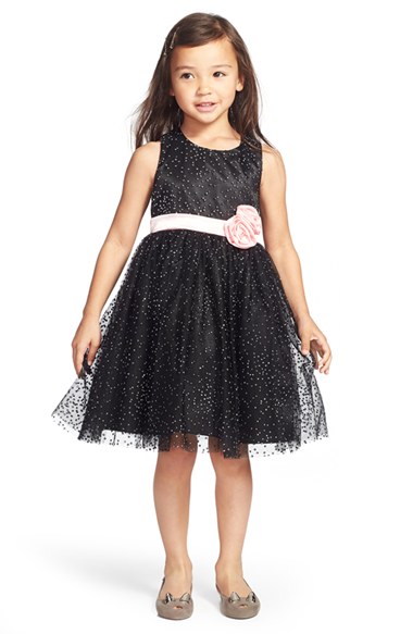 Zunie 'Sparkle Ballerina' Dress (Toddler Girls, Little Girls & Big Girls) in Black 