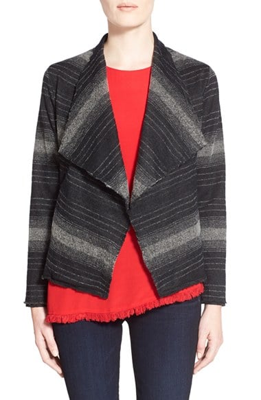 cupcakes and cashmere 'Preston' Stripe Drape Front Jacket in Black