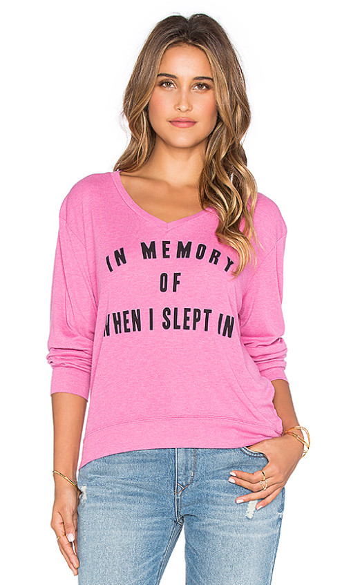 AFTER CHILDREN "In Memory Of When I Slept In Sweatshirt SWEATSHIRT" By WILDFOX COUTURE in Color: BOUGAINVILLEA