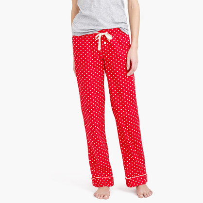 J.Crew PAJAMA PANT IN POLKA-DOT FLANNEL item 06751. Color: Dark Poppy