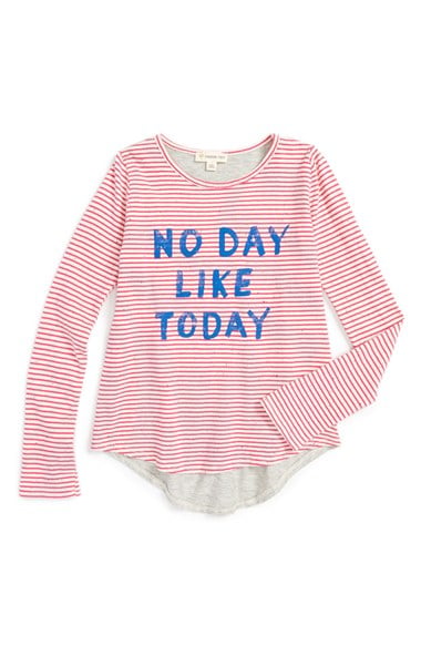 Tucker + Tate Graphic "No Day Like Today" High/Low Tee (Toddler Girls, Little Girls & Big Girls) in Pink Rouge Today