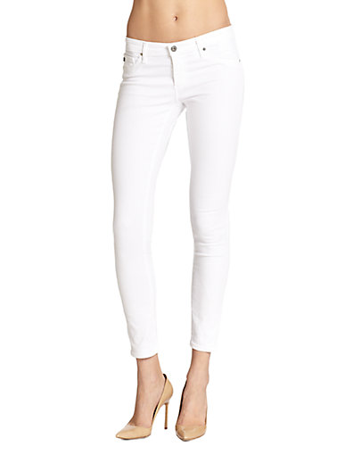 AG The Legging Ankle Skinny Jeans in White. Saks Fifth Avenue