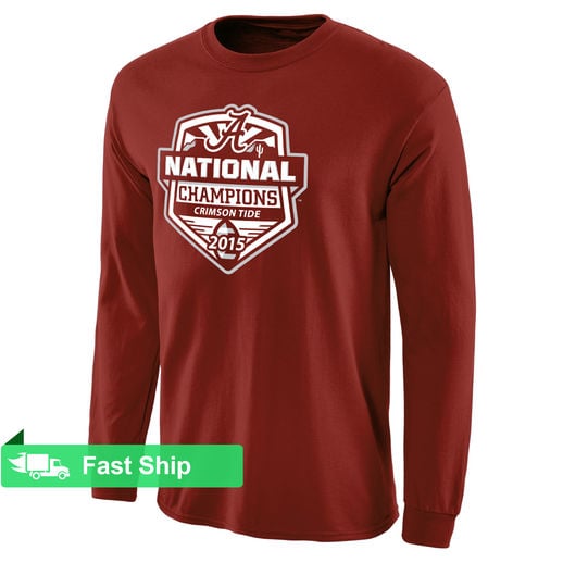 ALABAMA CRIMSON TIDE CRIMSON COLLEGE FOOTBALL PLAYOFF 2015 NATIONAL CHAMPIONS OFFICIAL LONG SLEEVE T-SHIRT