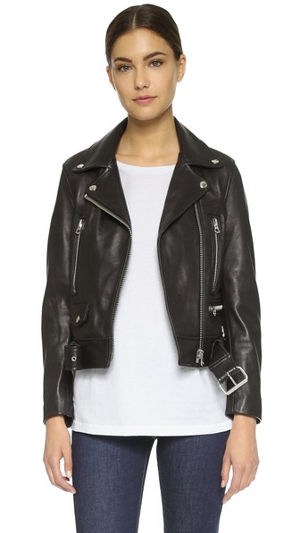 Acne Studios Mock Leather Moto Jacket in Black