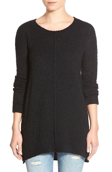 BP. Long Sleeve Split Hem Tunic in Black 