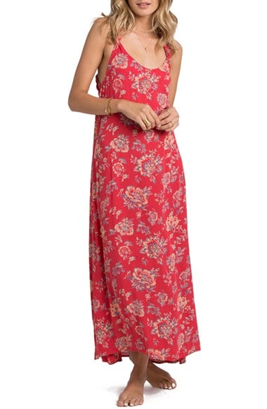 Billabong 'Beyond Golden' Floral Print Maxi Dress in Hibiscus