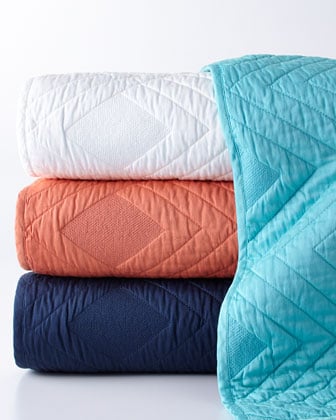 Blissliving HOME Luisa Quilted Coverlet in Navy, White, Aqua or Orange. Horchow