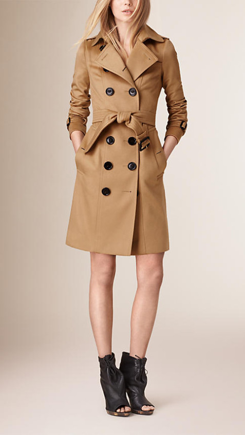 Burberry Sandringham Fit Cashmere Trench Coat in Camel