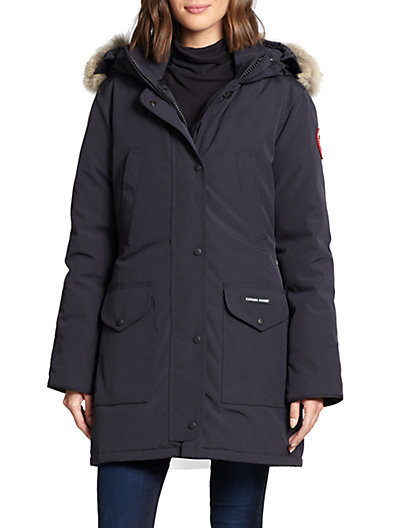 Canada Goose Fur-Trimmed Down-Filled Trillium Parka in Navy. Saks Fifth Avenue