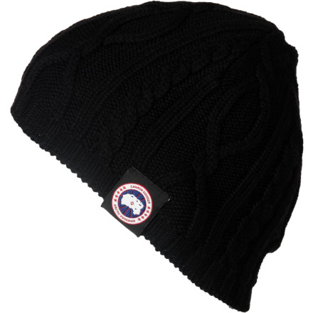 Canada Goose Merino Cable Knit Beanie - Women's in Black or Silverbirch