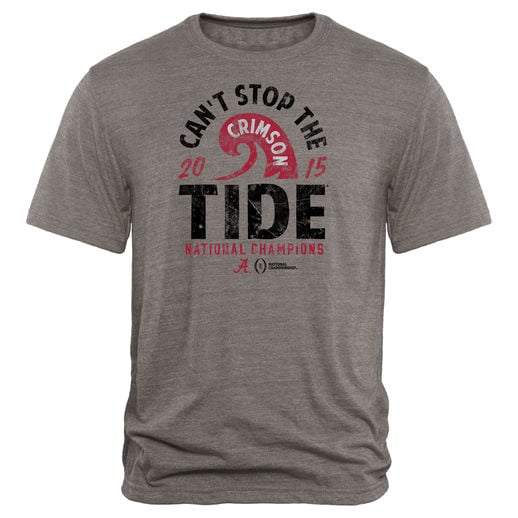 ALABAMA CRIMSON TIDE HEATHER GRAY COLLEGE FOOTBALL PLAYOFF 2015 NATIONAL CHAMPIONS RUNNING BACK TRI-BLEND T-SHIRT