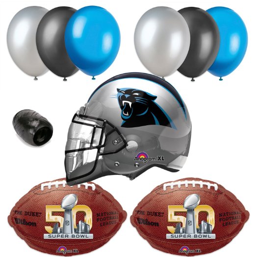 Carolina Panthers Super Bowl 50 NFL Football Helmet Balloon Super Bowl Pack 10pc