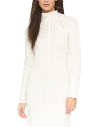 Club Monaco Simonya Cable Knit Dress in White